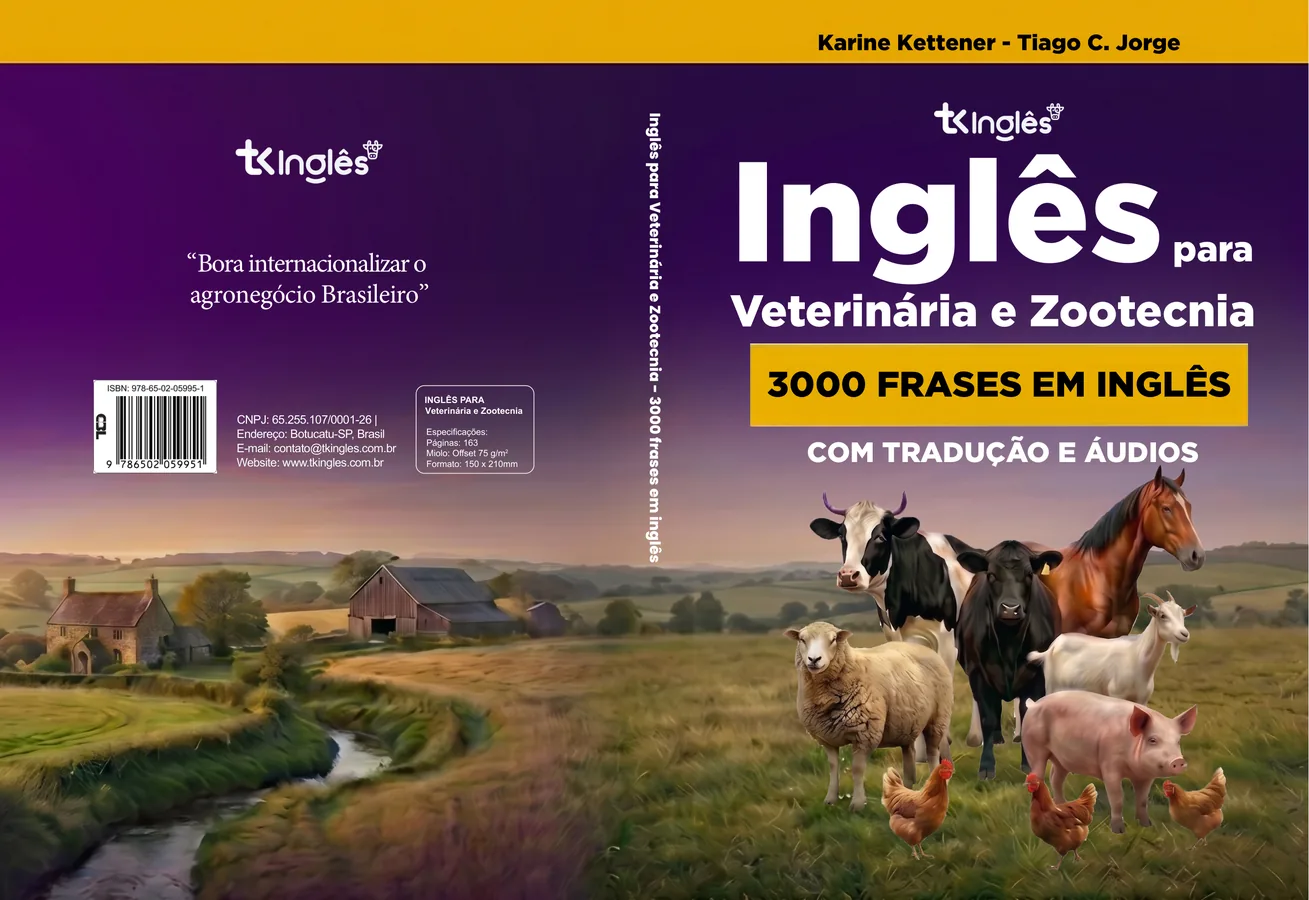 Capa aberta do livro Inglês para Veterinária e Zootecnia